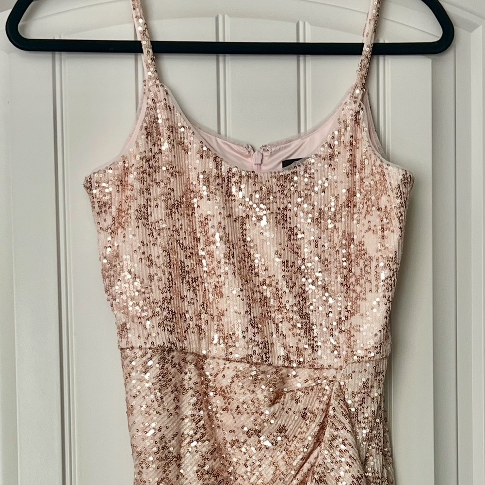 Parker Black Elegant Sequin Dress in Rose Gold